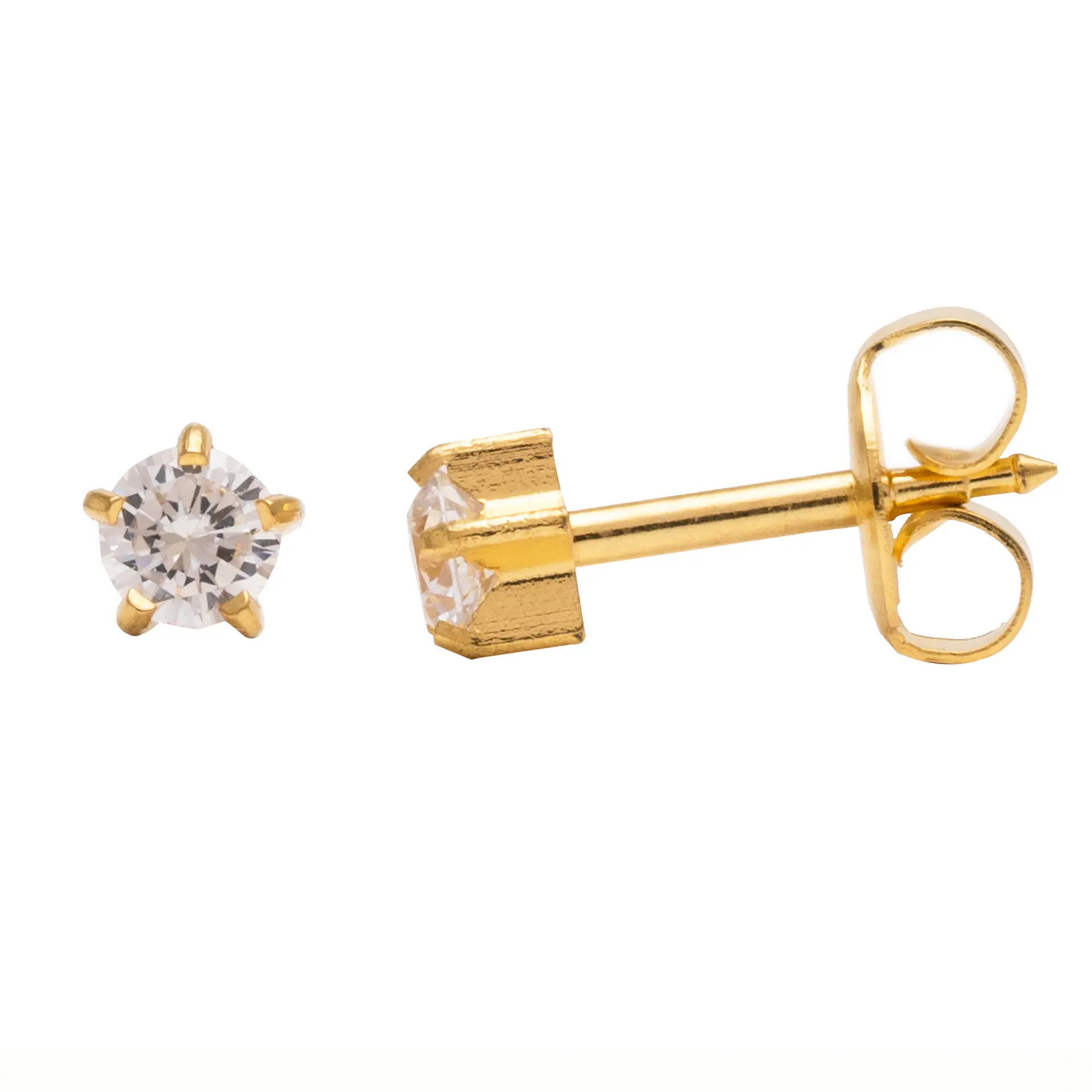 Studex Large Cubic Zirconia Gold Plated- Earrings For Sensitive Ears - view 3