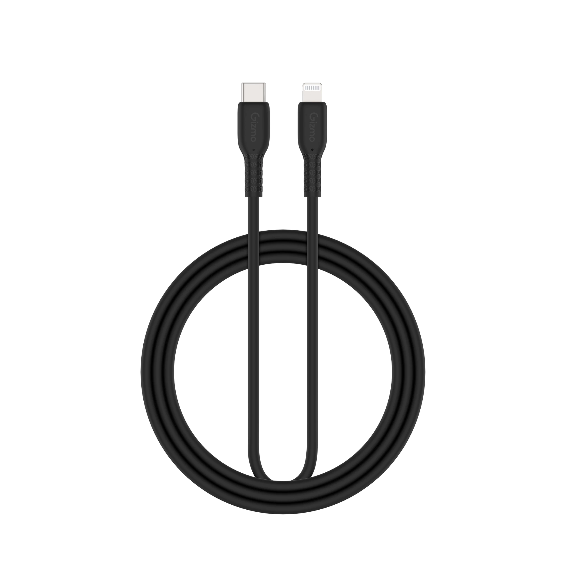 Gizmo  Charging Cable Black Pure Silicone USB-C to Lightning  1m 60 W Black