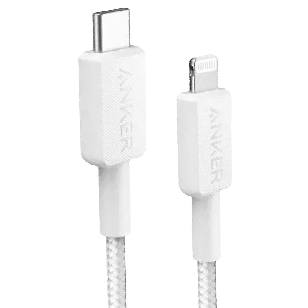 Anker 322 USBC to Lightning Connector Cable (Braided 3 ft) White