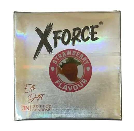 XForce Dotted Condom Strawberry 3 Pieces - view 1