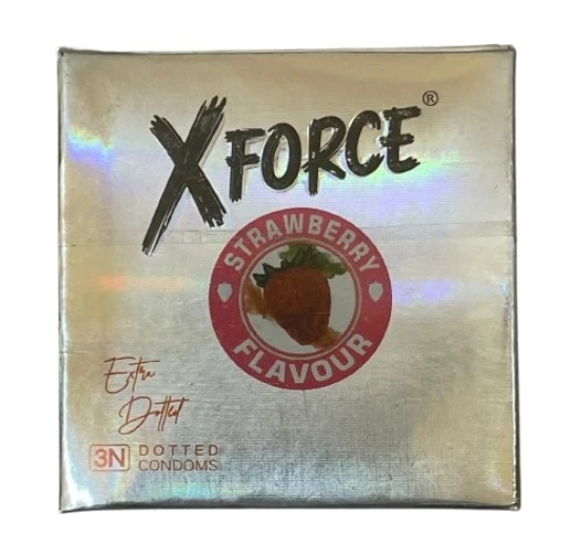 XForce Dotted Condom Strawberry 3 Pieces