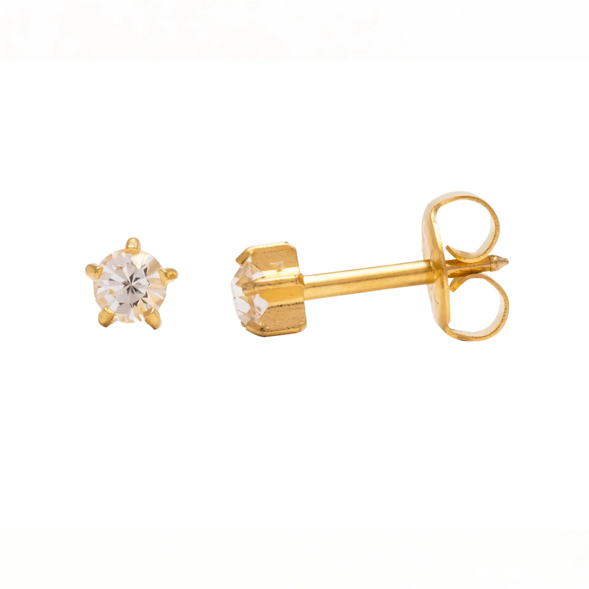 Studex Gold Plated Maxi Tiffany Apr Crystal Card /Pr- Earrings For Sensitive Ears - view 3