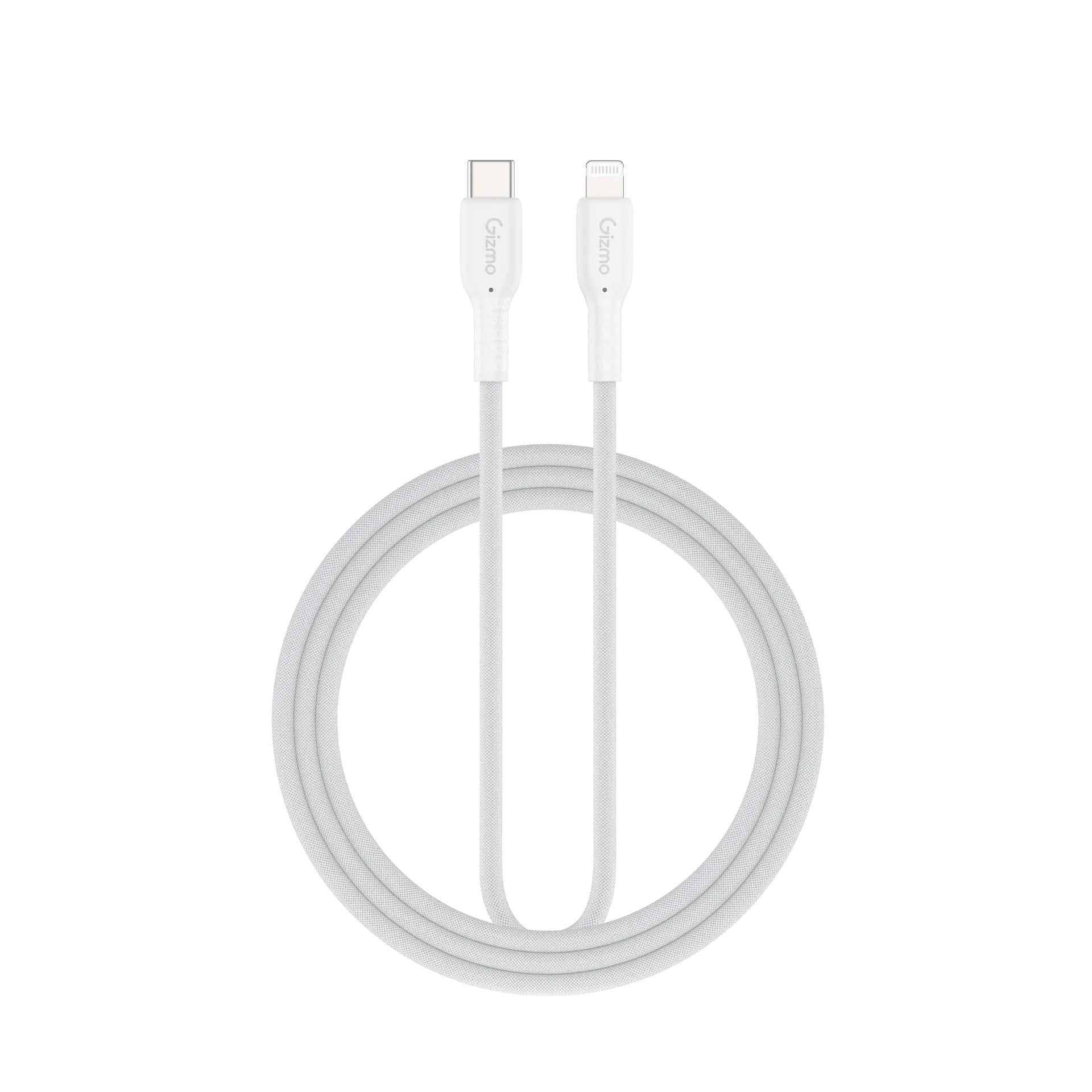 Gizmo 60W White Fabric-Reinforced Silicone USB-C to Lightning Charging Cable 1m - view 1