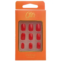 Glitz Press On Nails Oval Red 25
