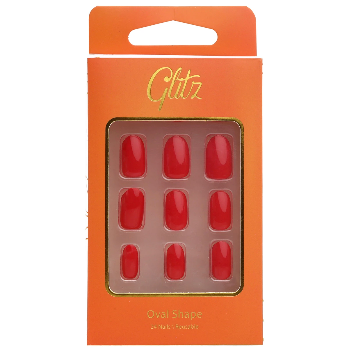 Glitz Press On Nails Oval Red 25