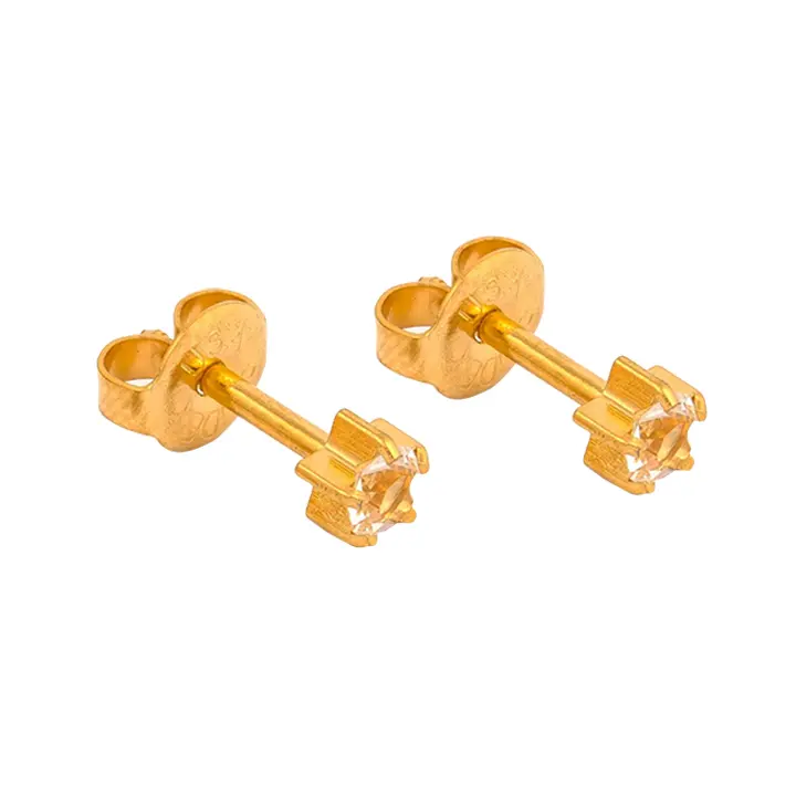 Studex Gold Plated Tiffany Apr Crystal Card /Pr- Earrings For Sensitive Ears - view 2