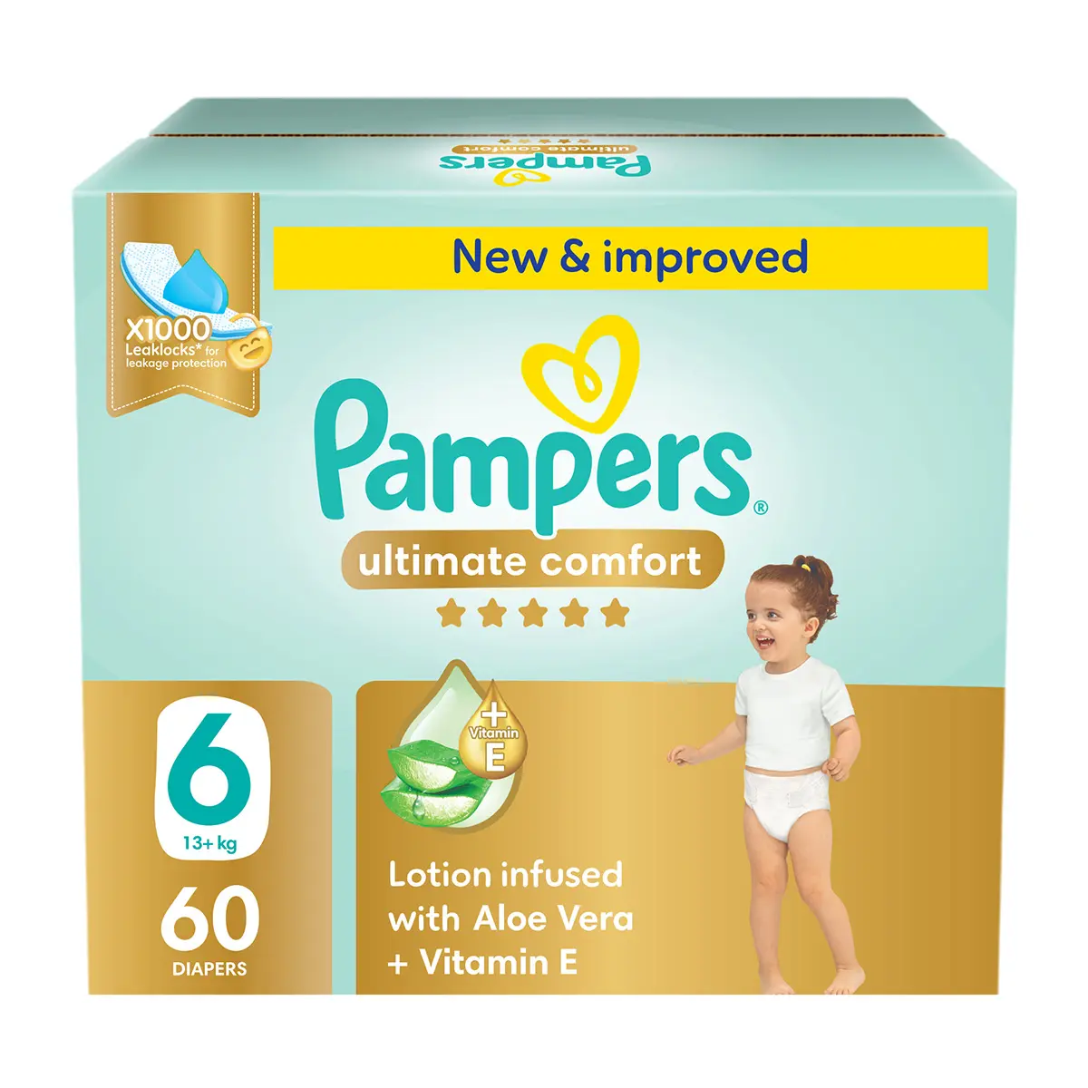 Pampers Diapers Ultimate Comfort Taped Size 6 Aloe Vera Lotion & Vitamin E 60 Diapers  - view 1