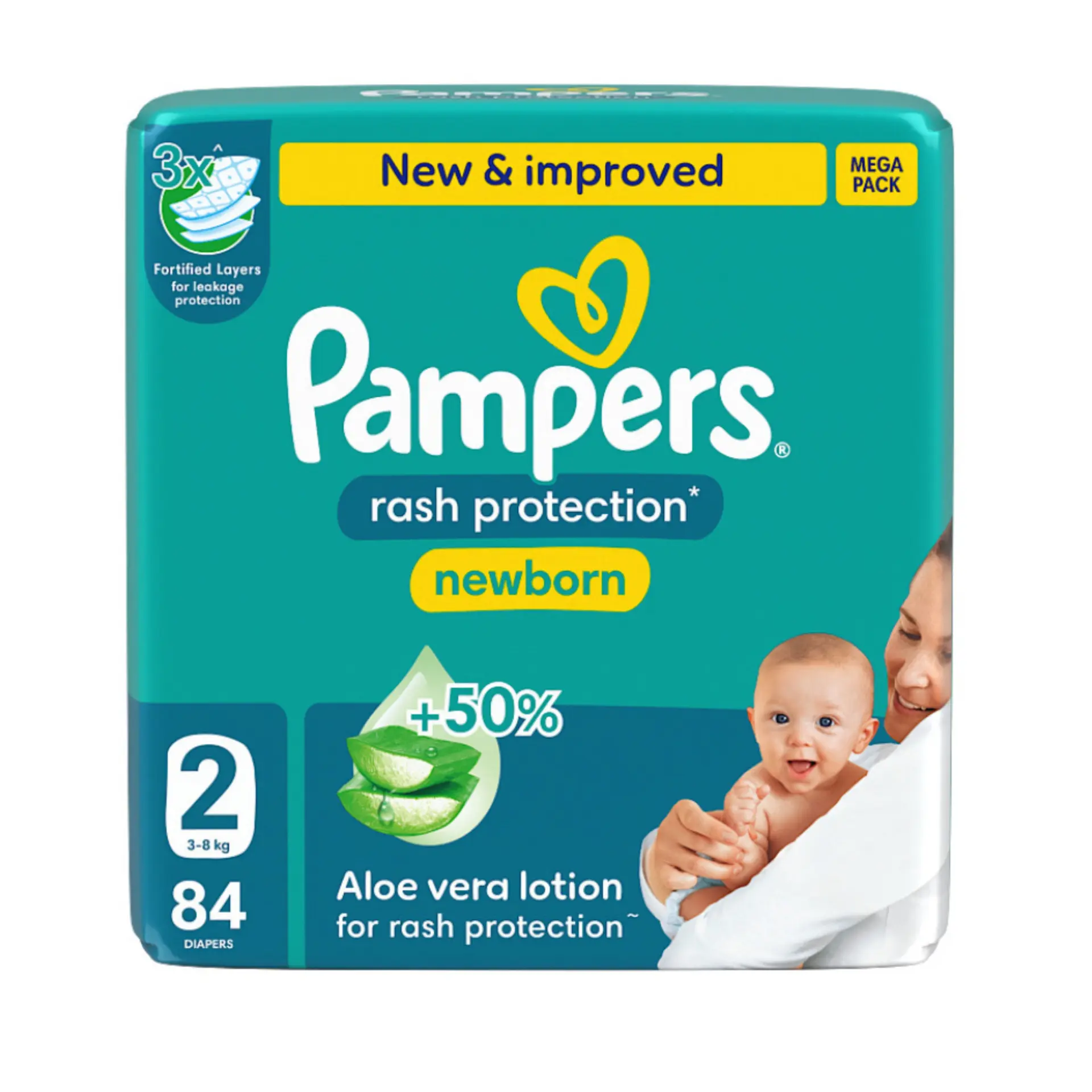 Pampers Diapers Rash Protection Taped Size 2 Aloe Vera Lotion 84 Diapers - view 2