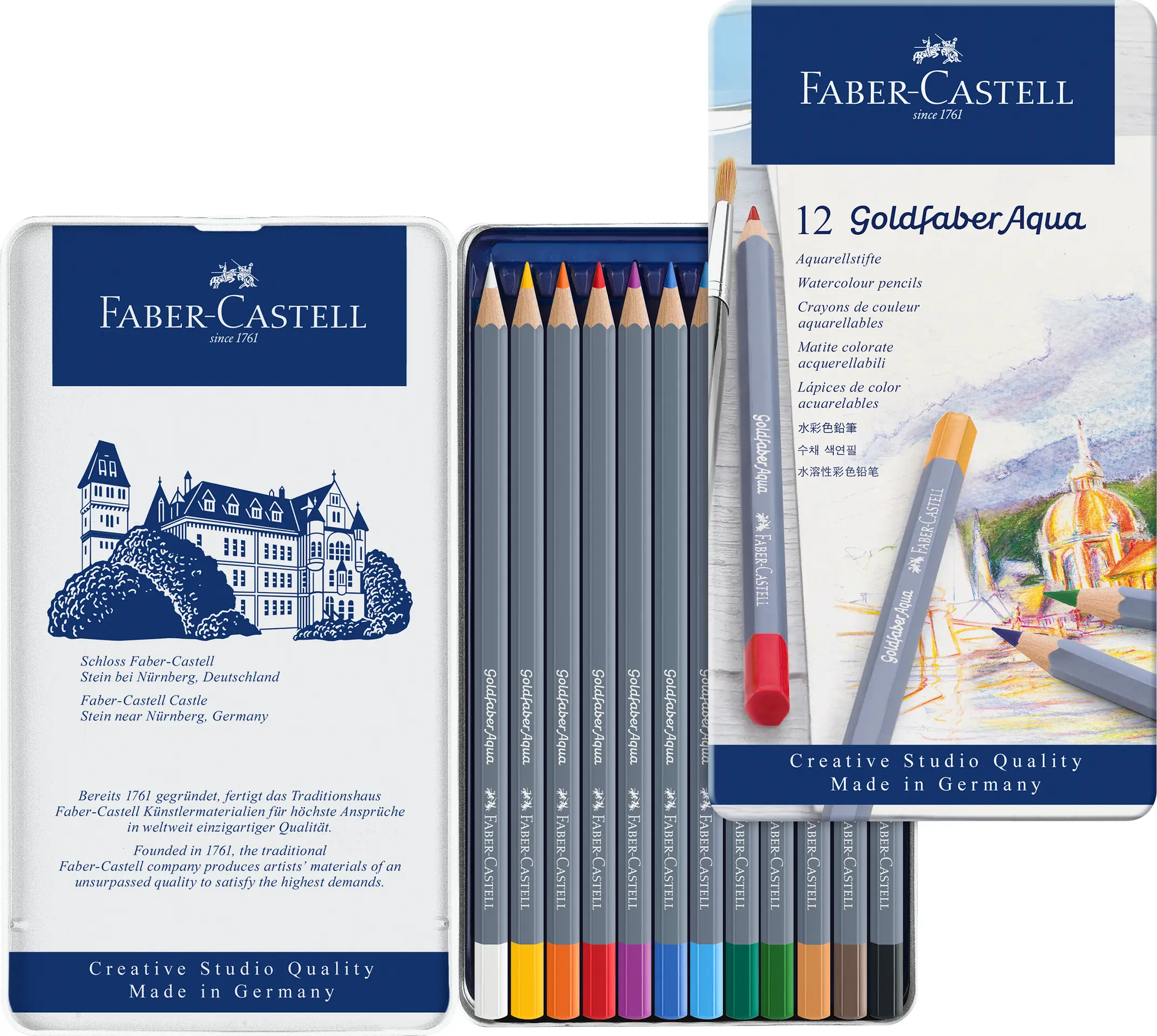 Faber Castell Watercolor Goldfaber Aqua tin of 12 Color - view 4