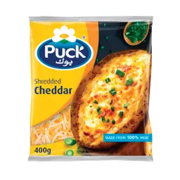 Puck Cheddar Shredded Cheese 400 gm