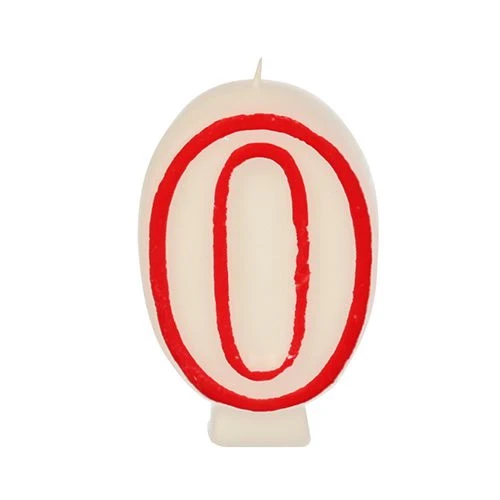 Papstar Birthday Candle  No. 0 Red Edge 7.3 Cm