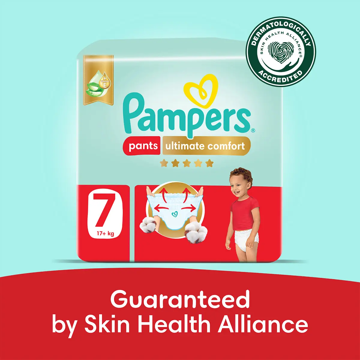 Pampers Diapers Ultimate Comfort Pants Size 7 Aloe Vera Lotion & Vitamin E 32 Pants  - view 9