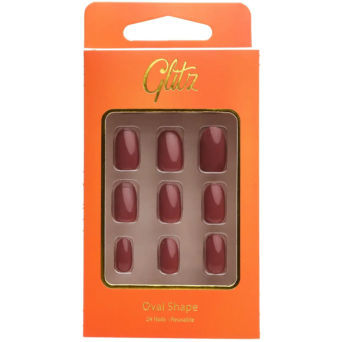 Glitz Press On Nails Oval Maroon 18 - view 2