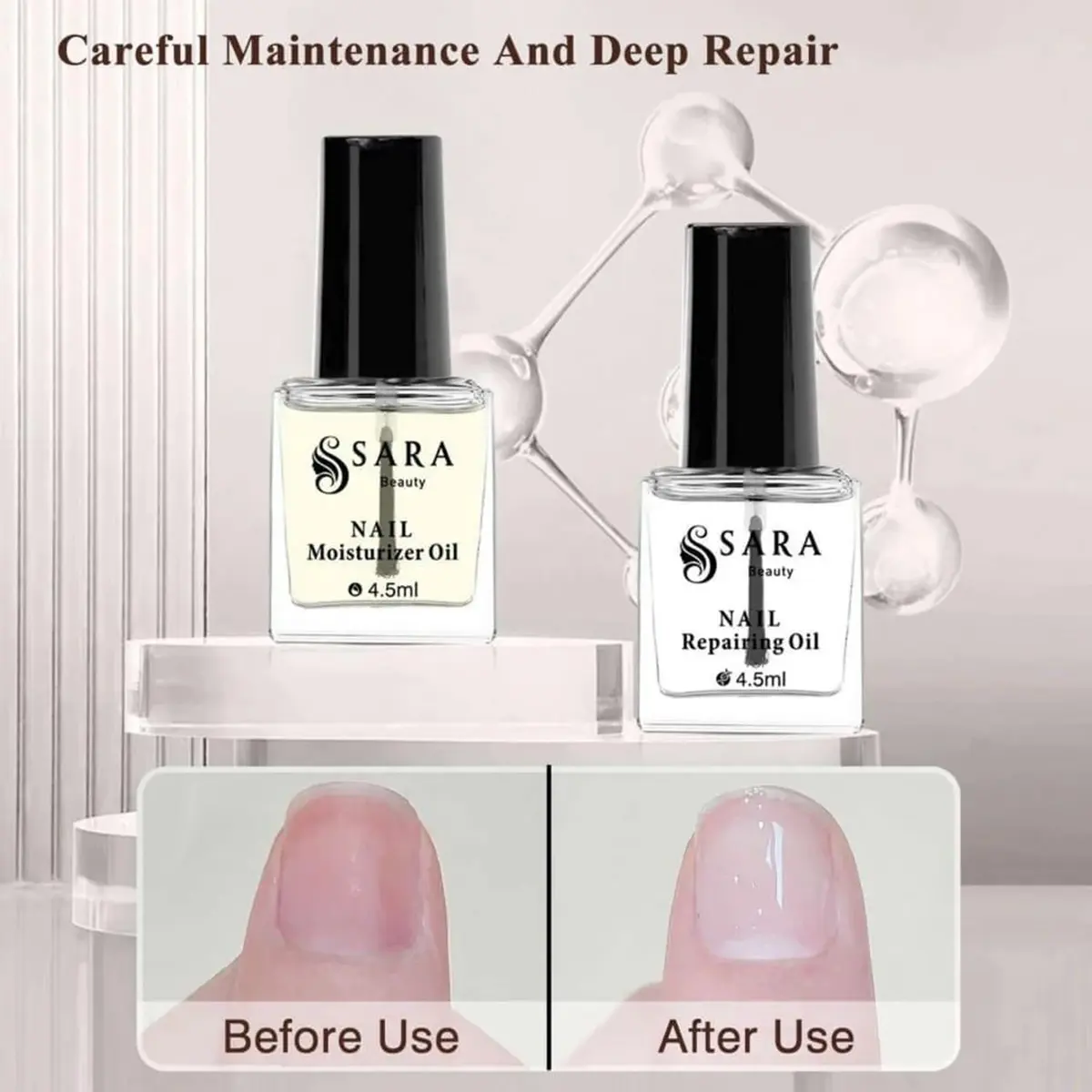 Sara Beauty Nail Strengthening And Lengthening Oil Set With Biotin 4.5 ml 2 pcs - view 6
