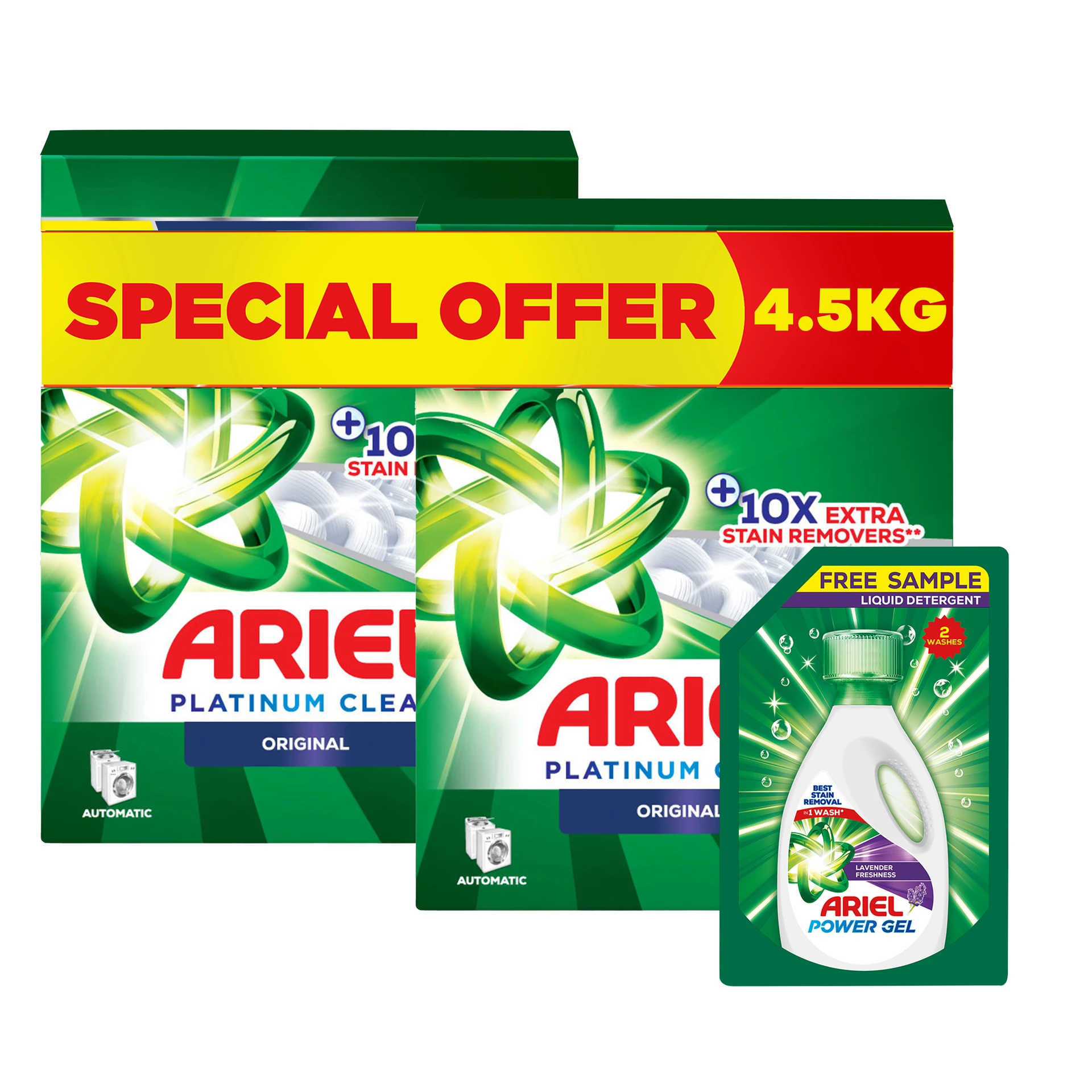 Ariel Automatic Low Sudsing Original 2 pcs 2.25 kg + Power Gel 300 ml
