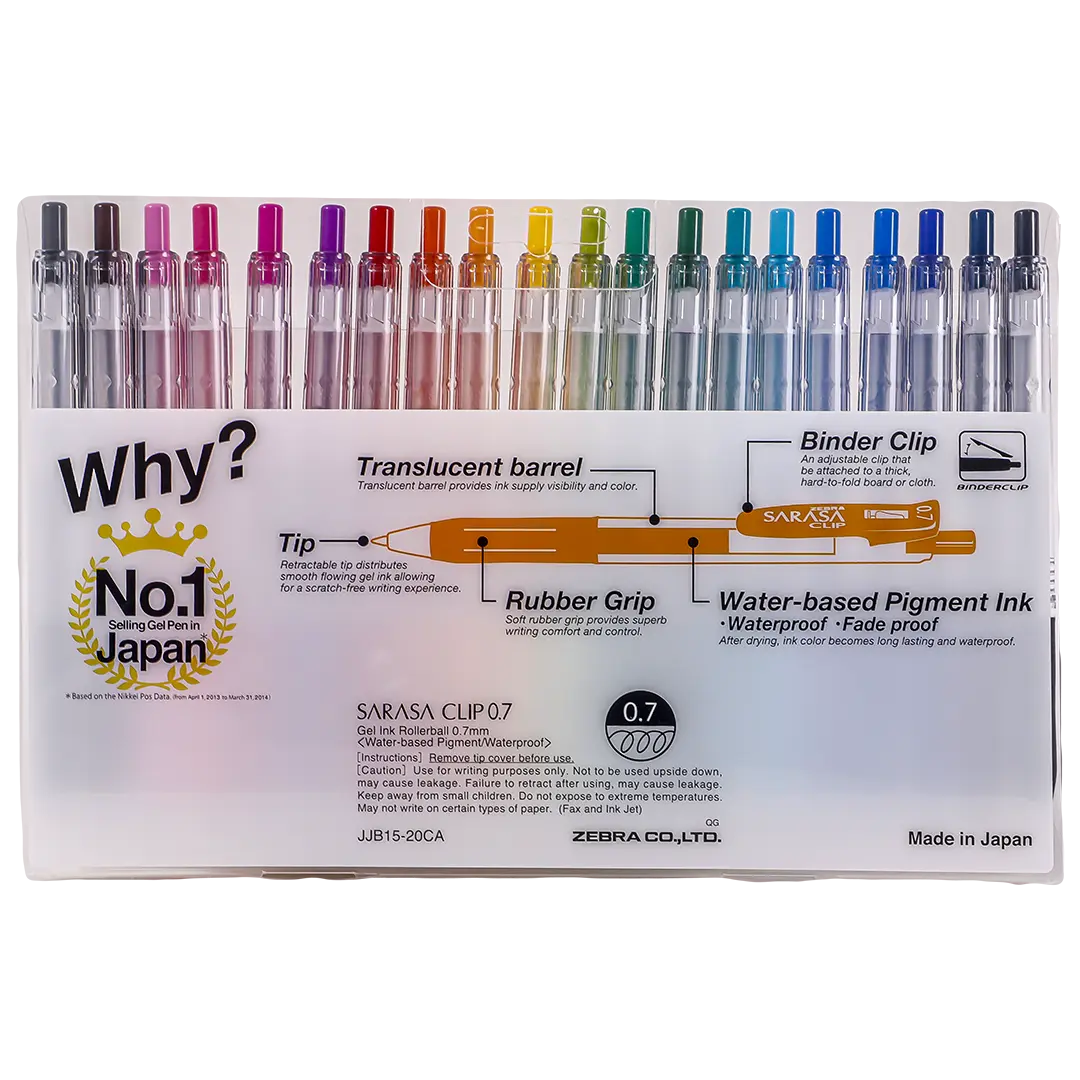 Zebra Sarasa Clip Pen  0.7 mm 20 Colors - view 2
