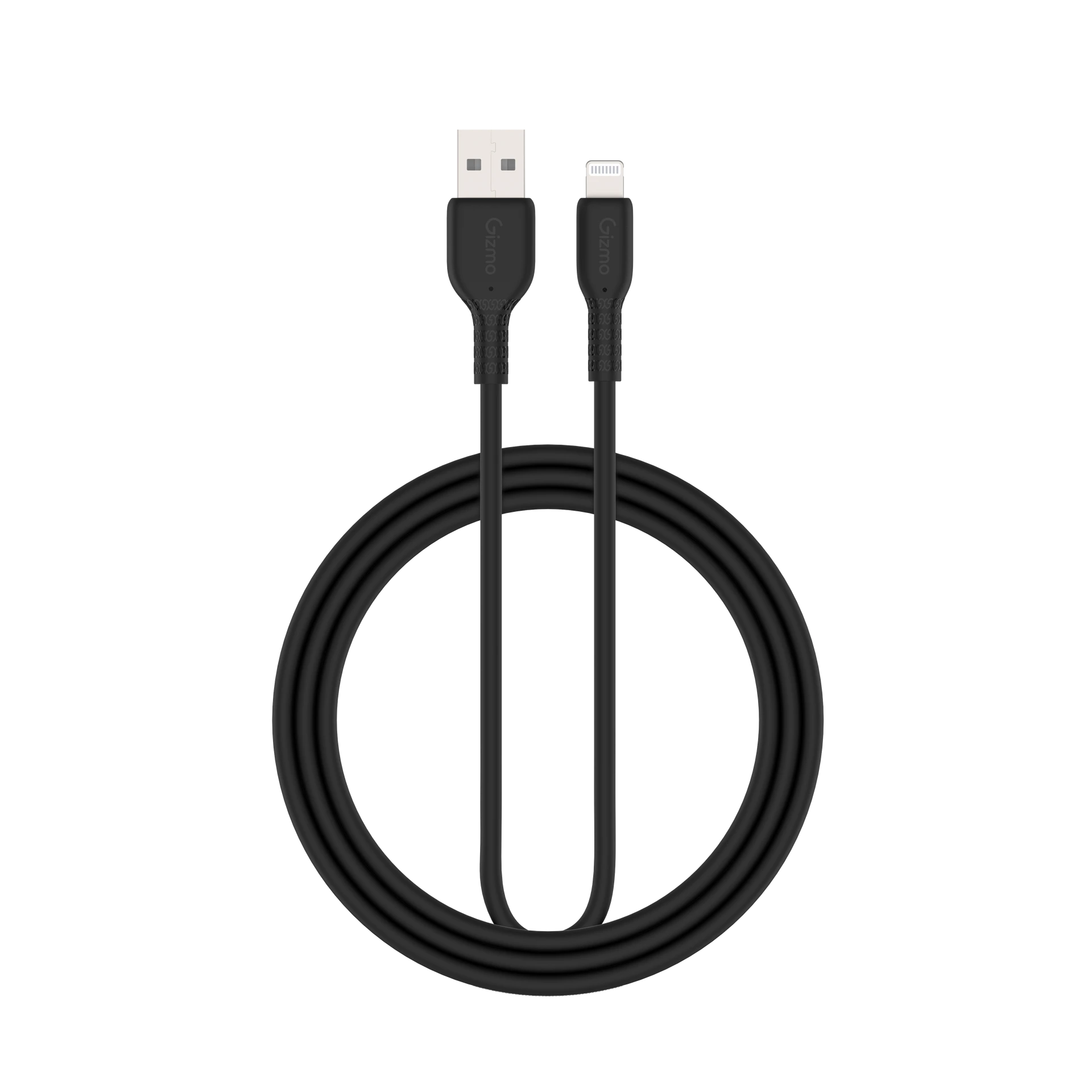 Gizmo Charging Cable  Pure Silicone USB-A to Lightning Charging Cable 1 m 12 W Black