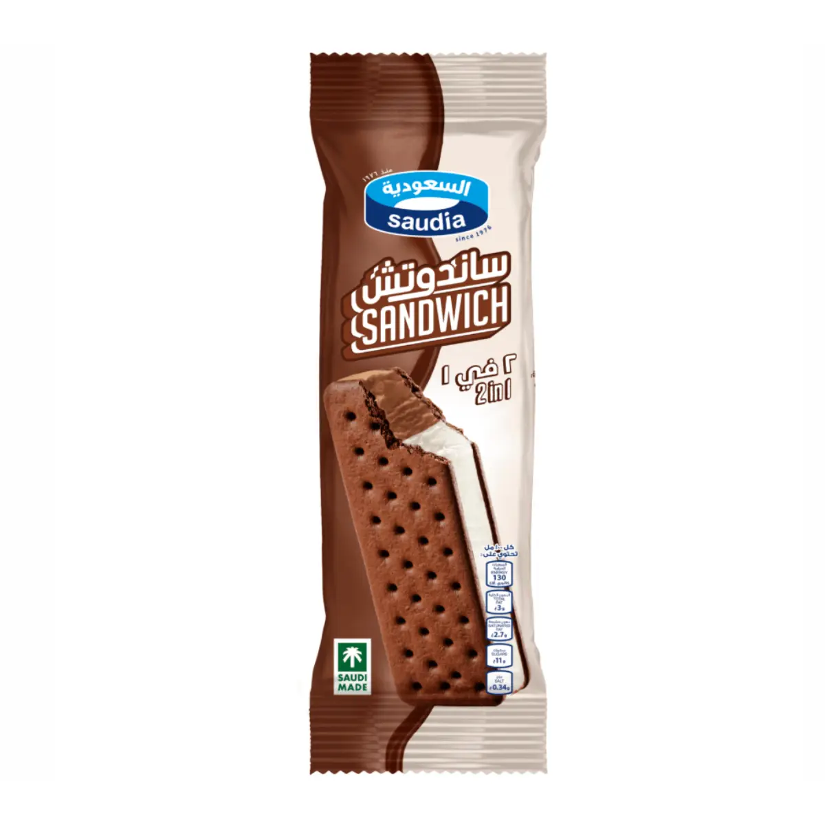 Saudia Ice Cream Sandwich  2 in1 (Vanilla & Chocolate) 100 ml - view 1