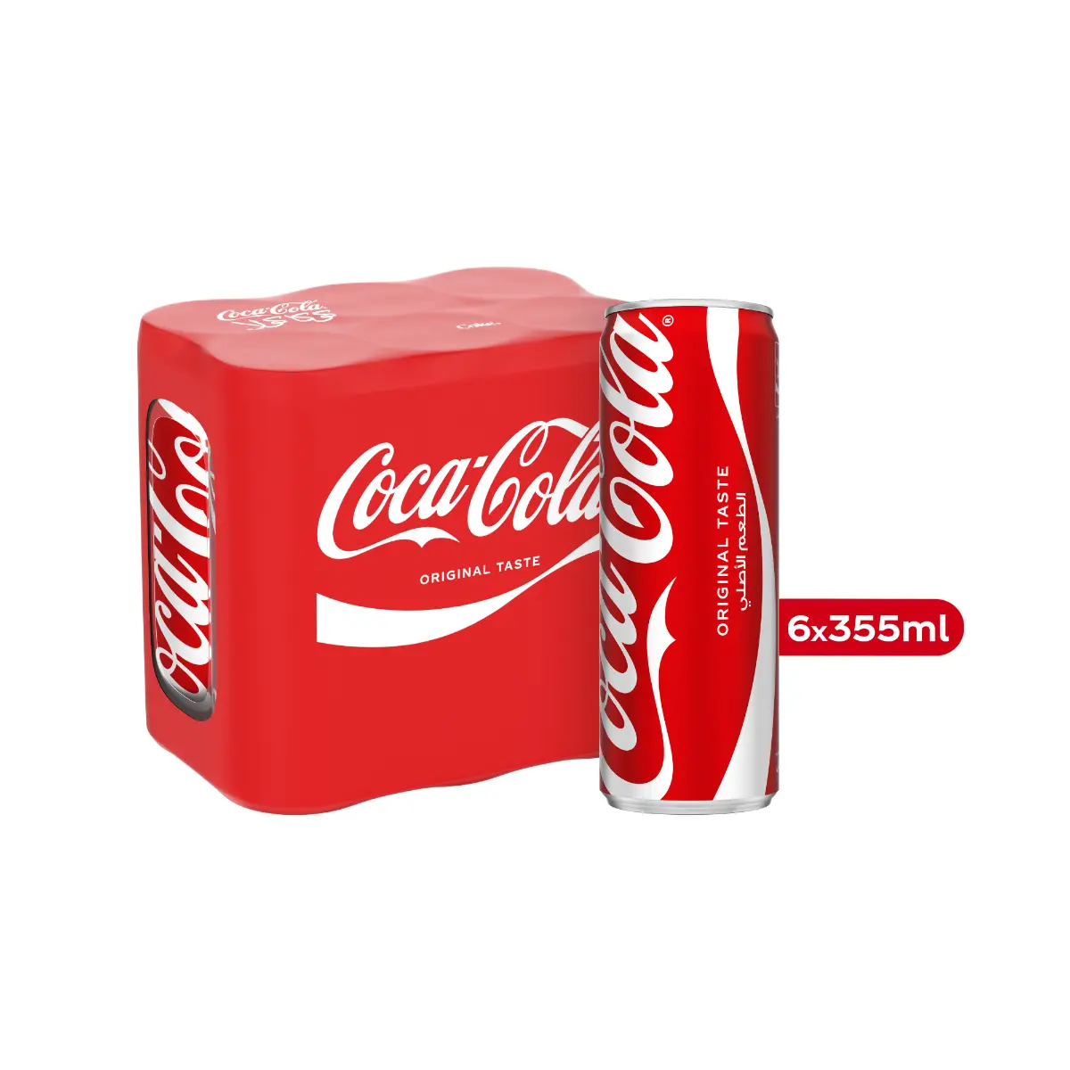 Coca-Cola Original Taste Pack of 6x355ml Can Crisp Coke Soft Drinks - view 5
