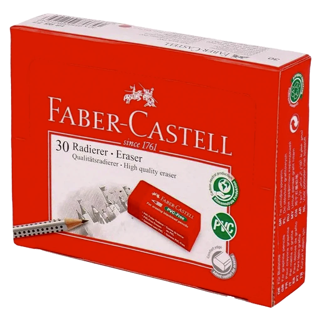 Faber Castell Erasers PVC Free Paper Slv. Red set of 30