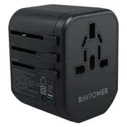 راف بور RP-PC1033 PD PIONEER 20W شاحن سفر 3 منافذ أسود النسخة العالمية