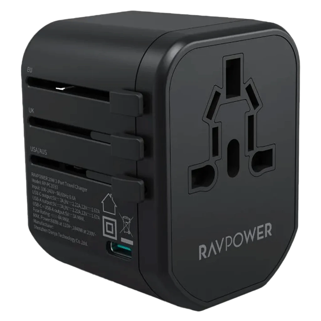 Ravpower Rp-Pc1033 Pd Pioneer 20W 3-Port Travel Charger Black Global Version