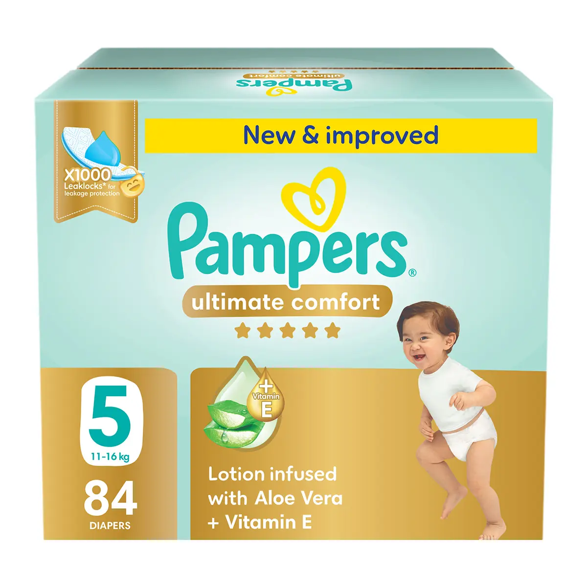 Pampers Diapers Ultimate Comfort Taped Size 5 Aloe Vera Lotion & Vitamin E 84 Diapers  - view 1