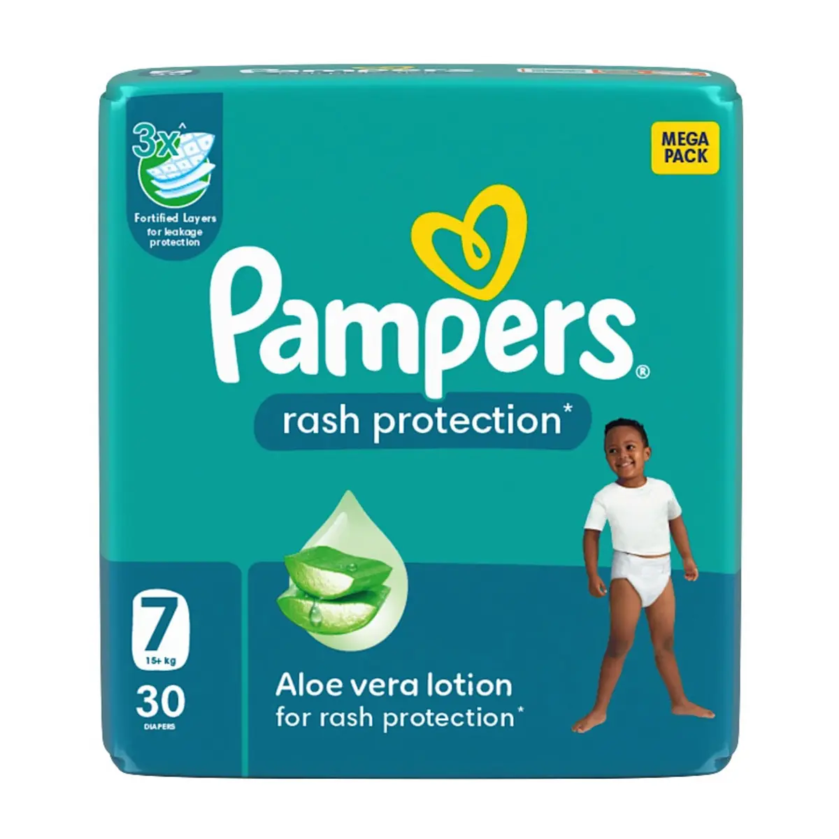 Pampers Diapers Rash Protection Taped Size 7 Aloe Vera Lotion 30 Diapers  - view 2