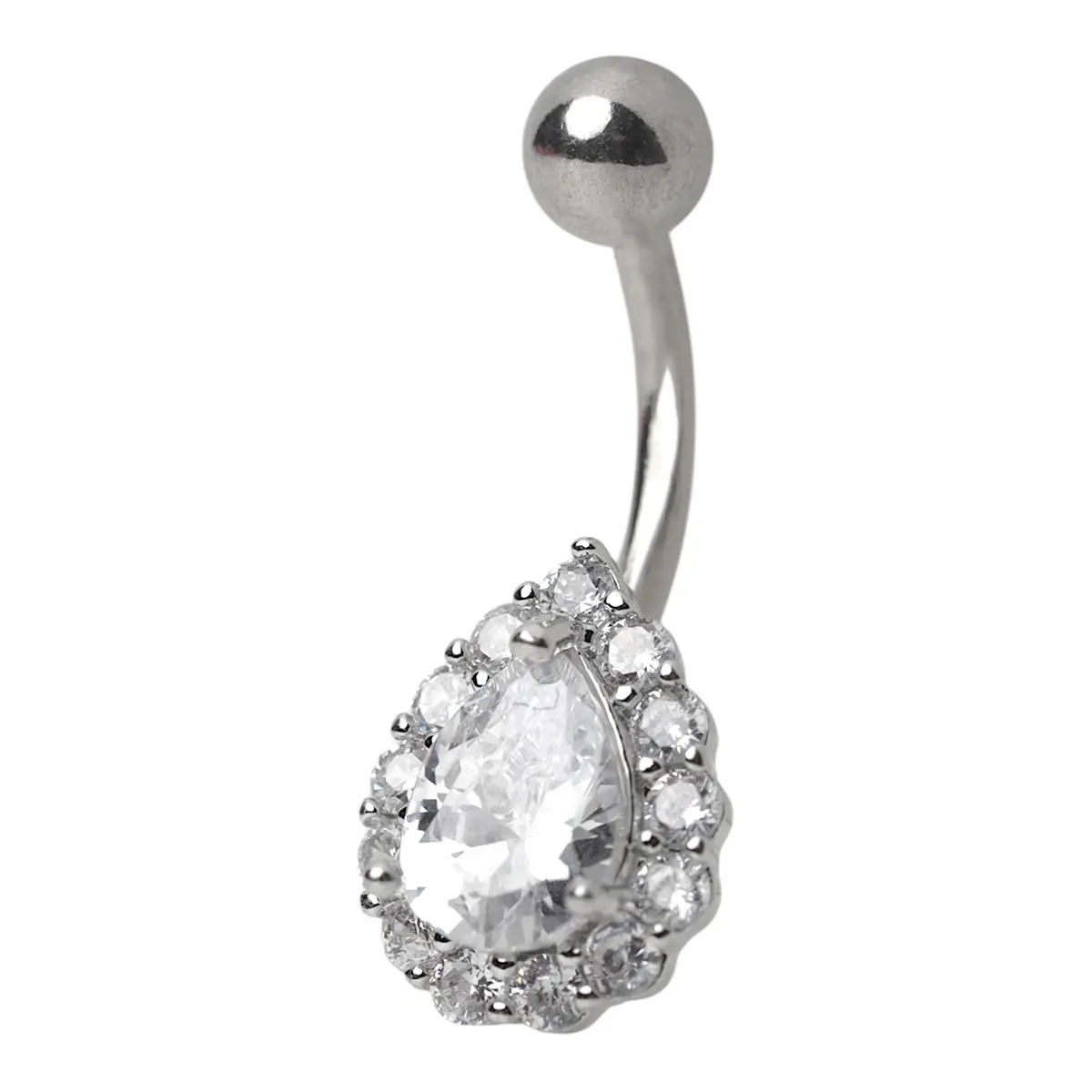 Glitz Body Ring Silver with Crystal teardrop  - view 2