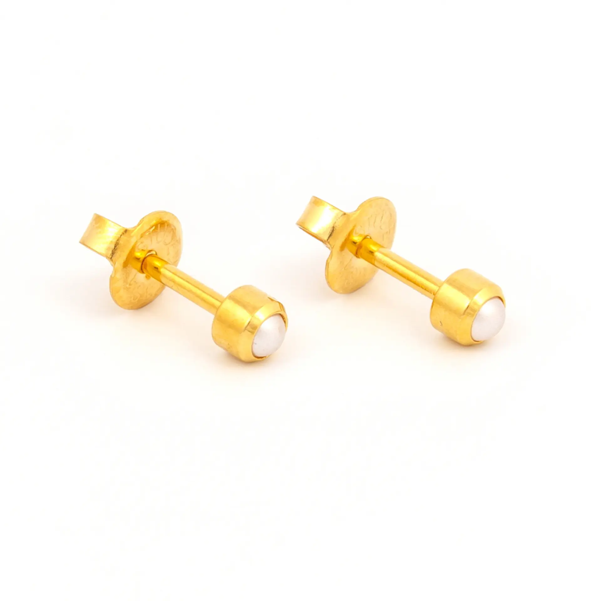 Studex Gold Plated Reg White Pearl Card /Pr- Earrings For Sensitive Ears - view 2
