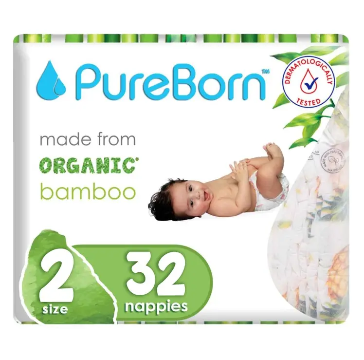 Pureborn Organic Bamboo  Diapers No.2, 32s - view 1