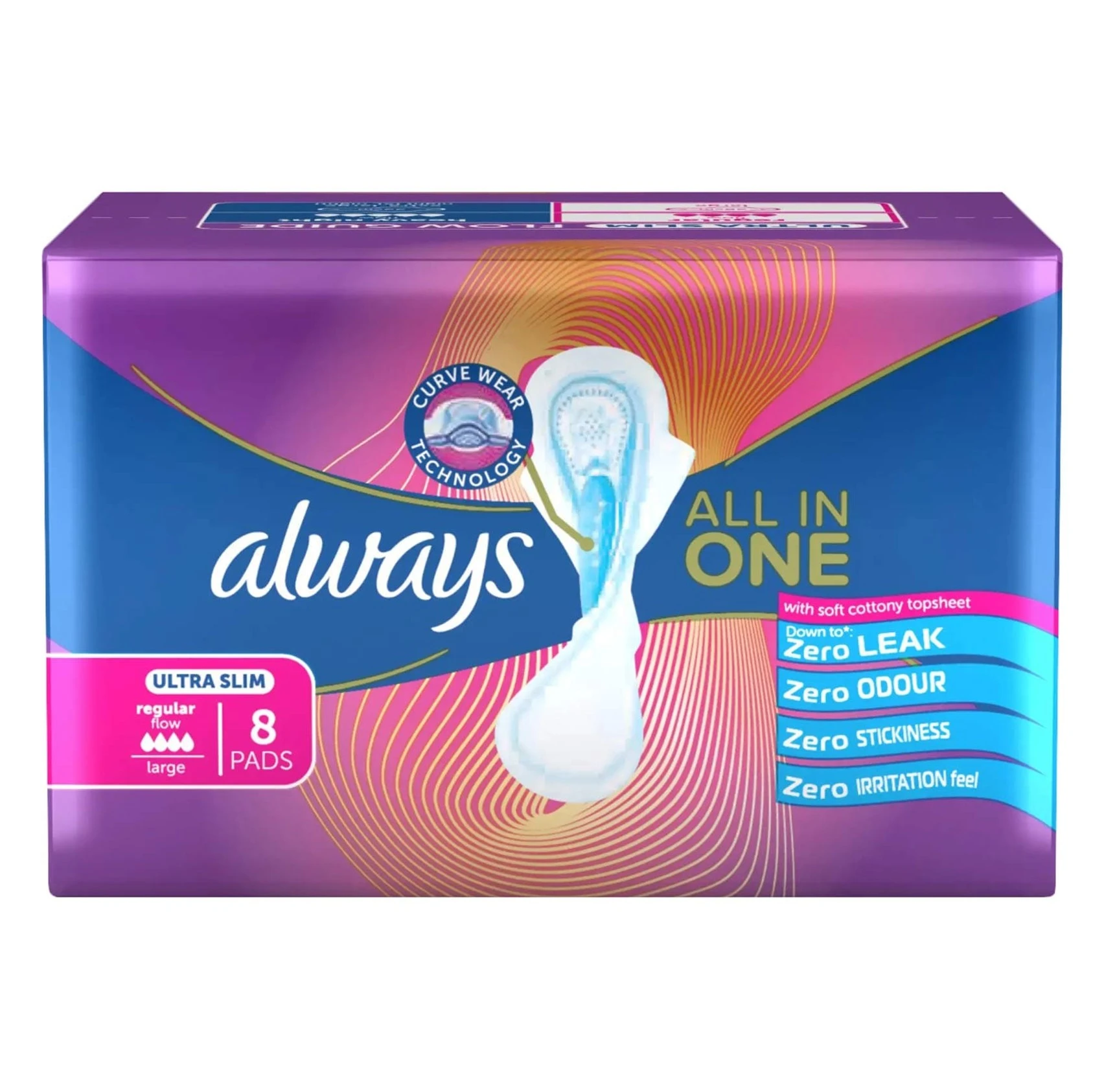 Always Zoya Ultra Thin Sanitary Pads With Wings Large 8'S