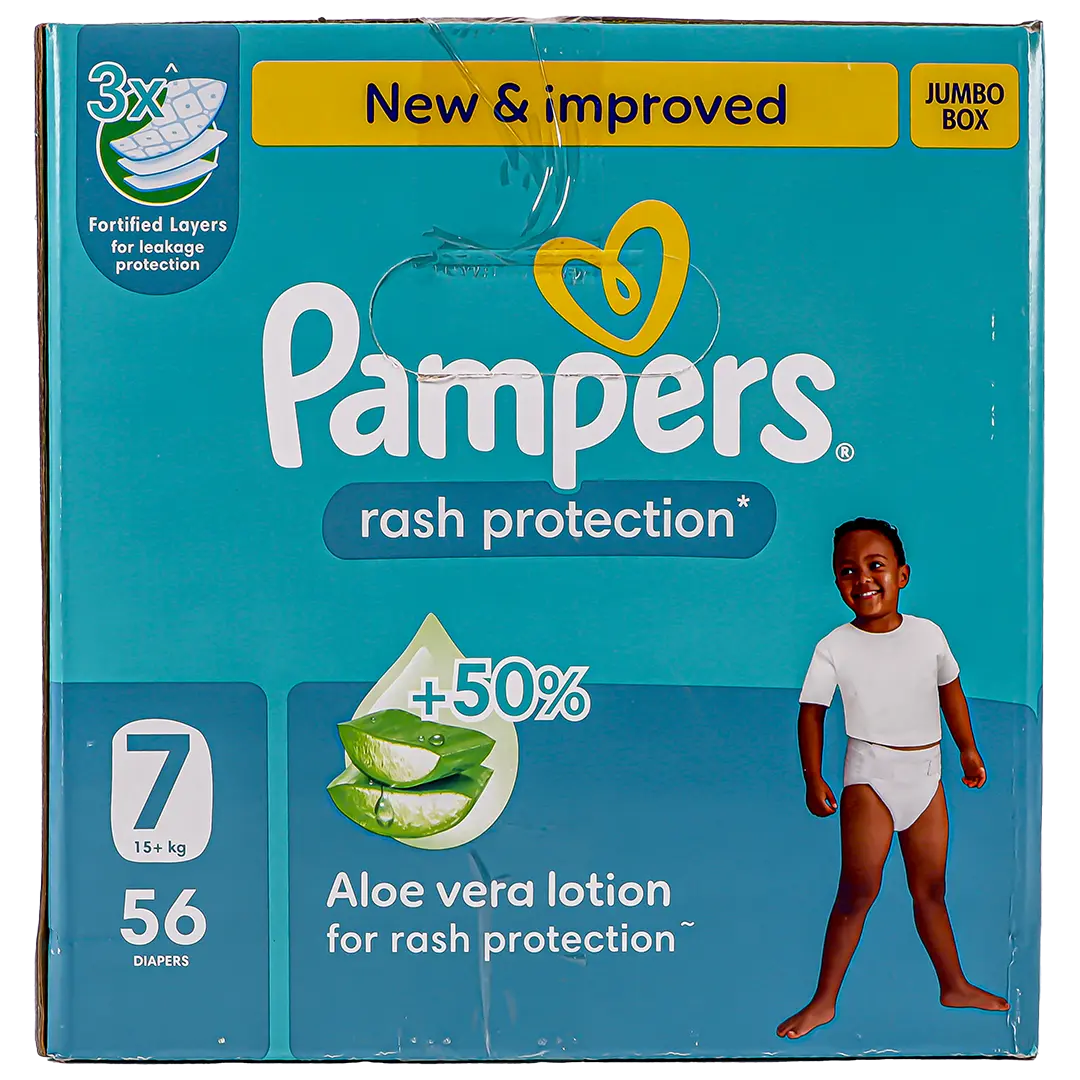 Pampers Diapers Rash Protection Taped Size 7 Aloe Vera Lotion 56 Diapers  - view 5