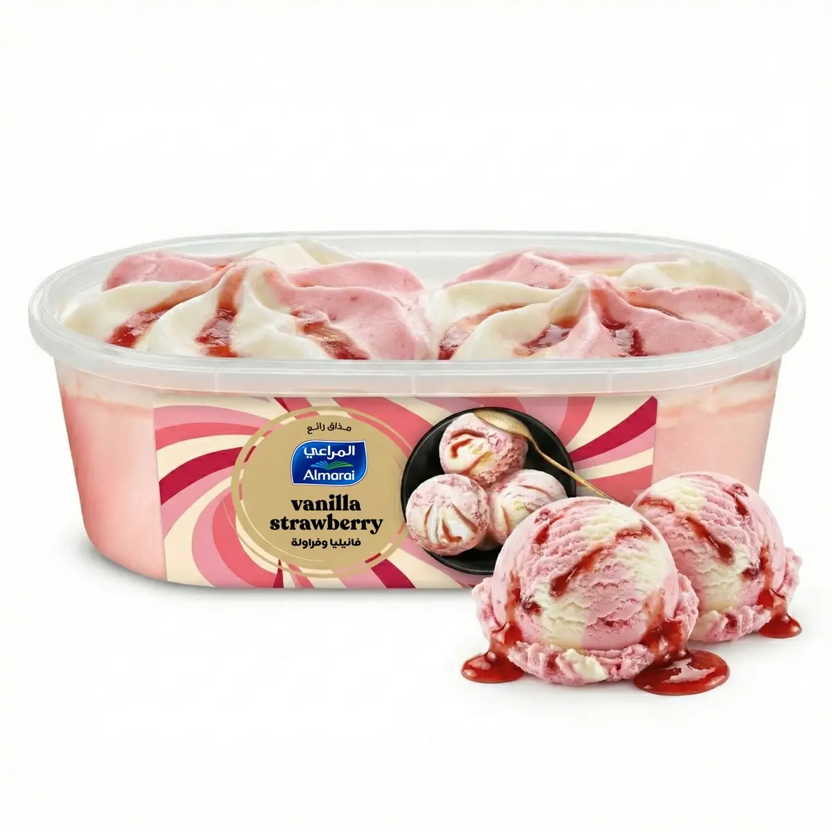 Almarai Ice Cream Tub Vanilla Strawberry 900 ml - view 5