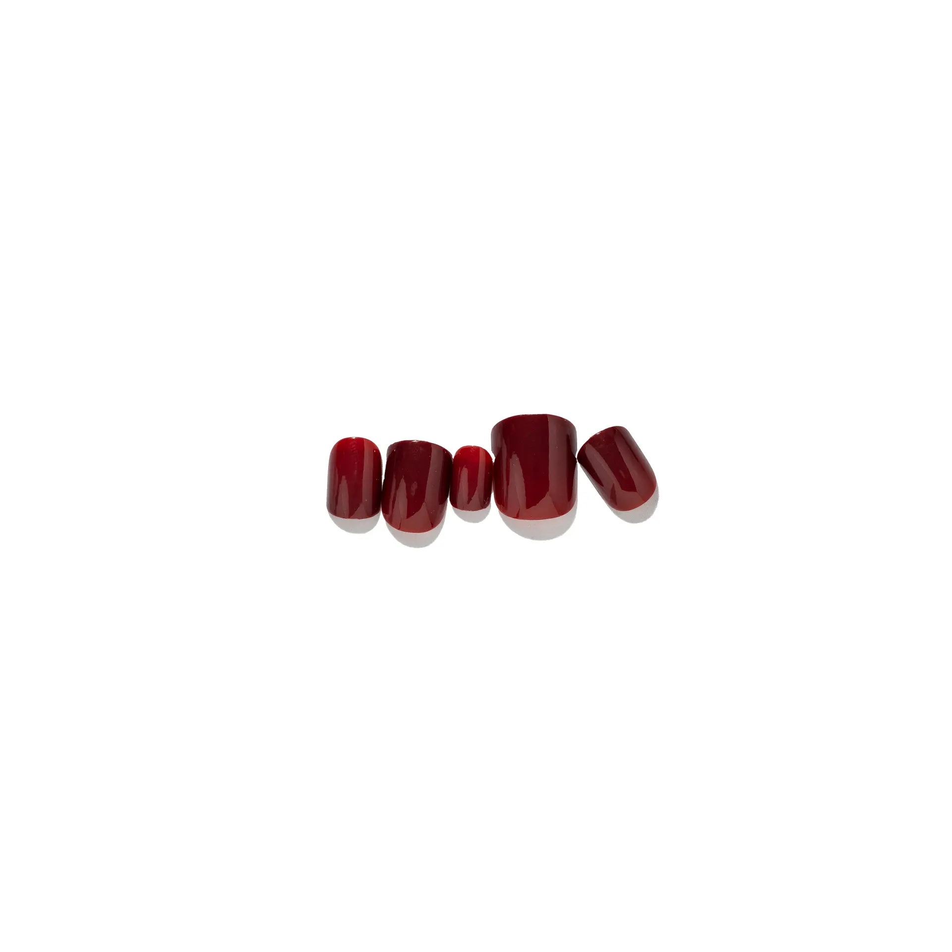 Loca press on nails deep red natural shape - view 5