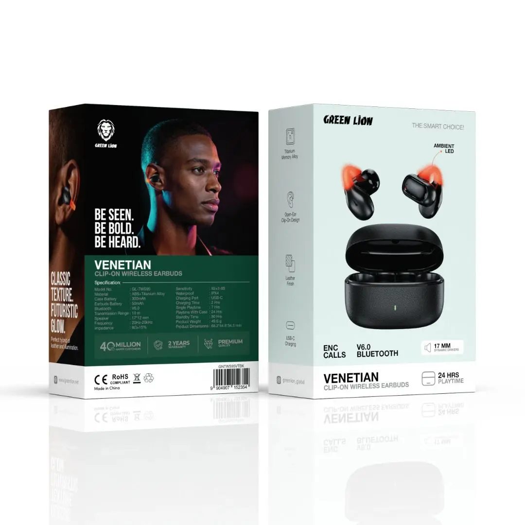 Green Lion Ear Ring Type Clip-On Wireless Earbuds - view 2
