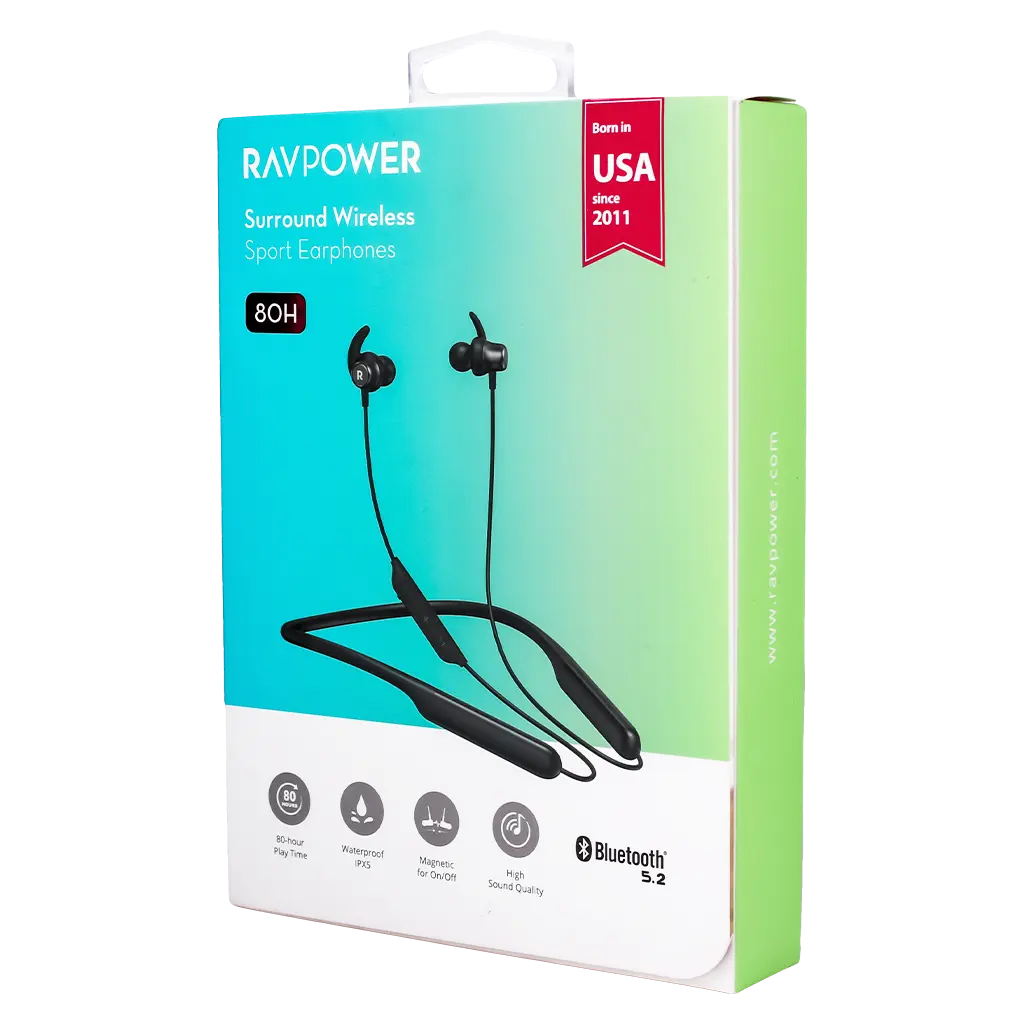 Ravpower Rp-Bh1003 Wireless In Ear Neckband Sports Earphones With Hook - view 2