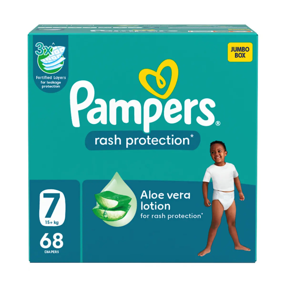 Pampers Diapers Protection Taped Size 7 Aloe Vera Lotion 68 Diapers  - view 2