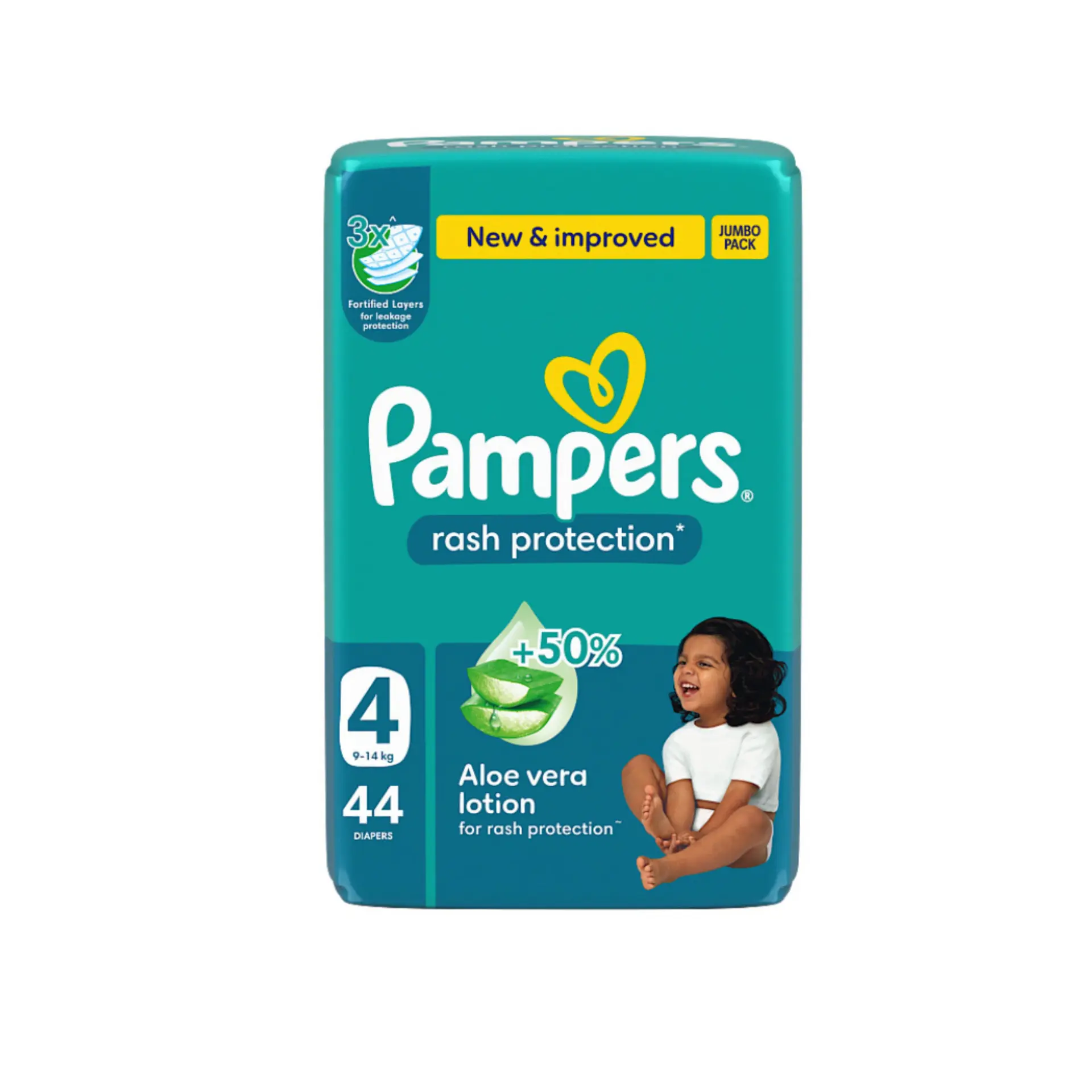 Pampers Diapers Rash Protection Taped Size 4 Aloe Vera Lotion 44 Diapers  - view 2