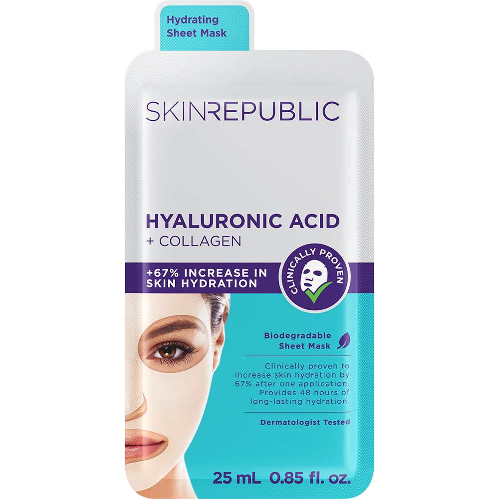 Skin Republic Hyaluronic Acid & Collagen Long Lasting Hydration Face Mask