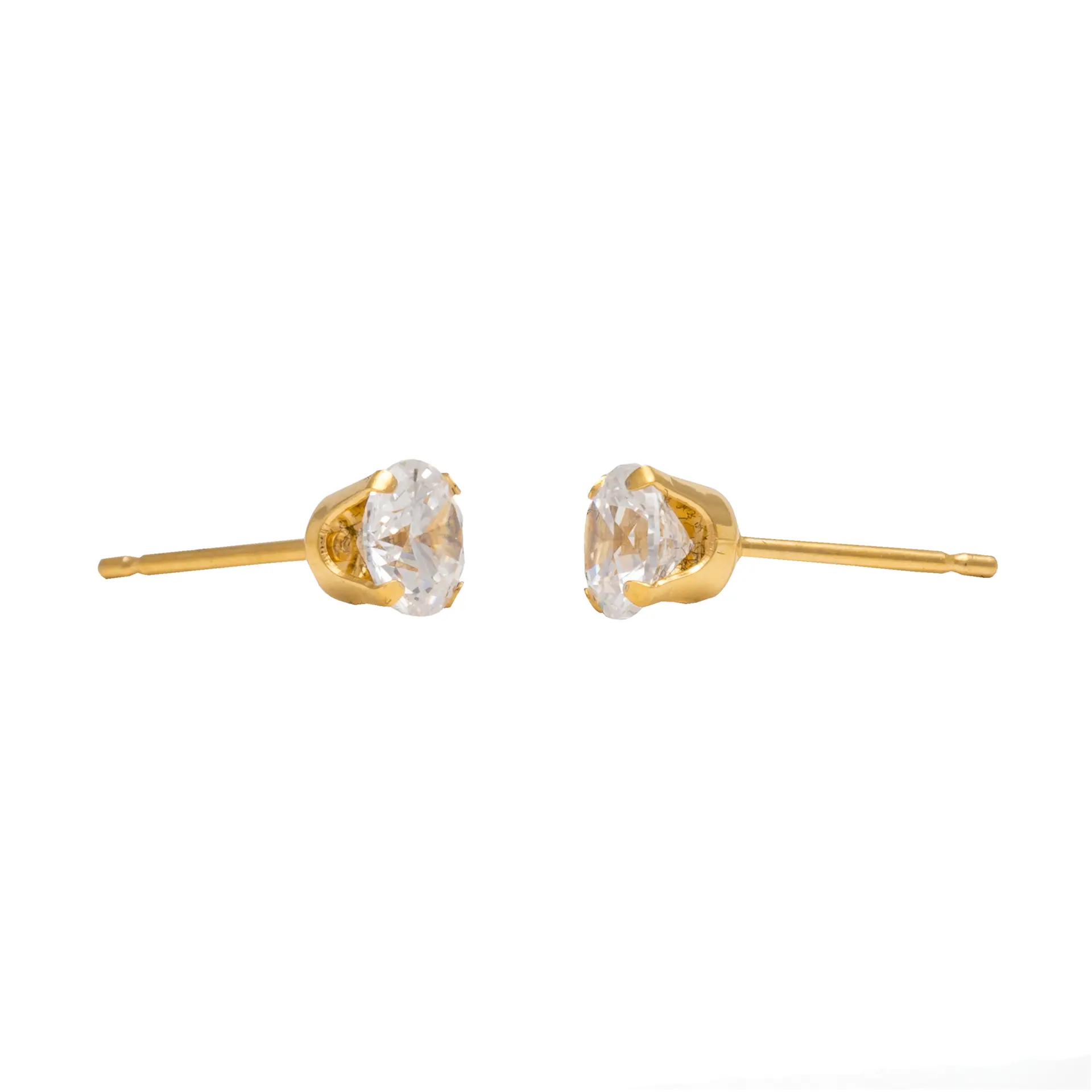 Studex Gold Plated 5mm Cubic Zirconia- Earrings For Sensitive Ears - view 4