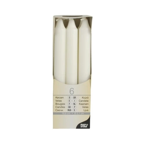 Papstar Table Candles White 6 Pieces