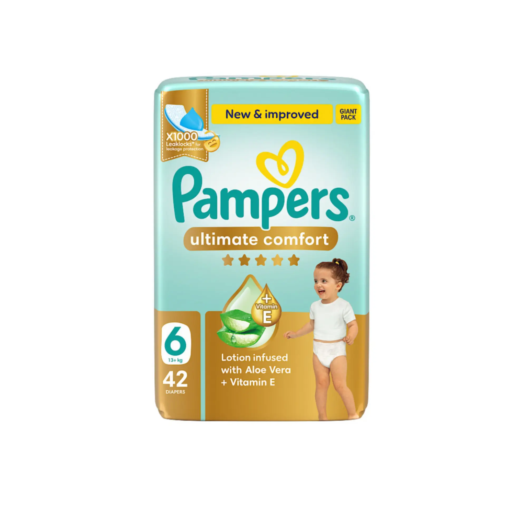 Pampers Diapers Ultimate Comfort Taped Size 6 Aloe Vera Lotion & Vitamin E 42 Diapers  - view 2