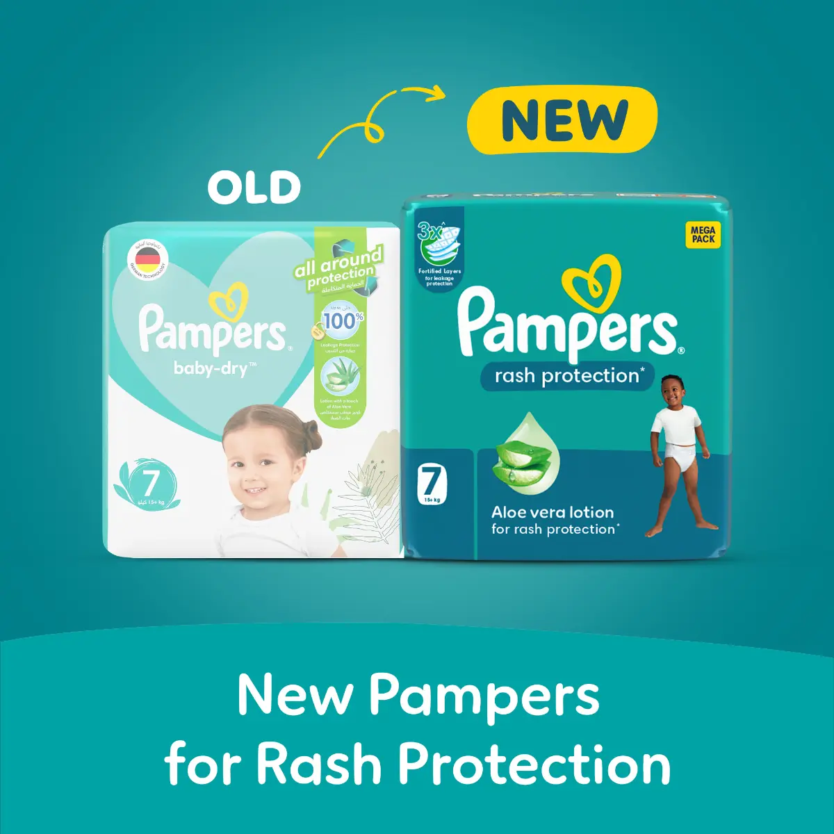 Pampers Diapers Rash Protection Taped Size 7 Aloe Vera Lotion 30 Diapers  - view 1