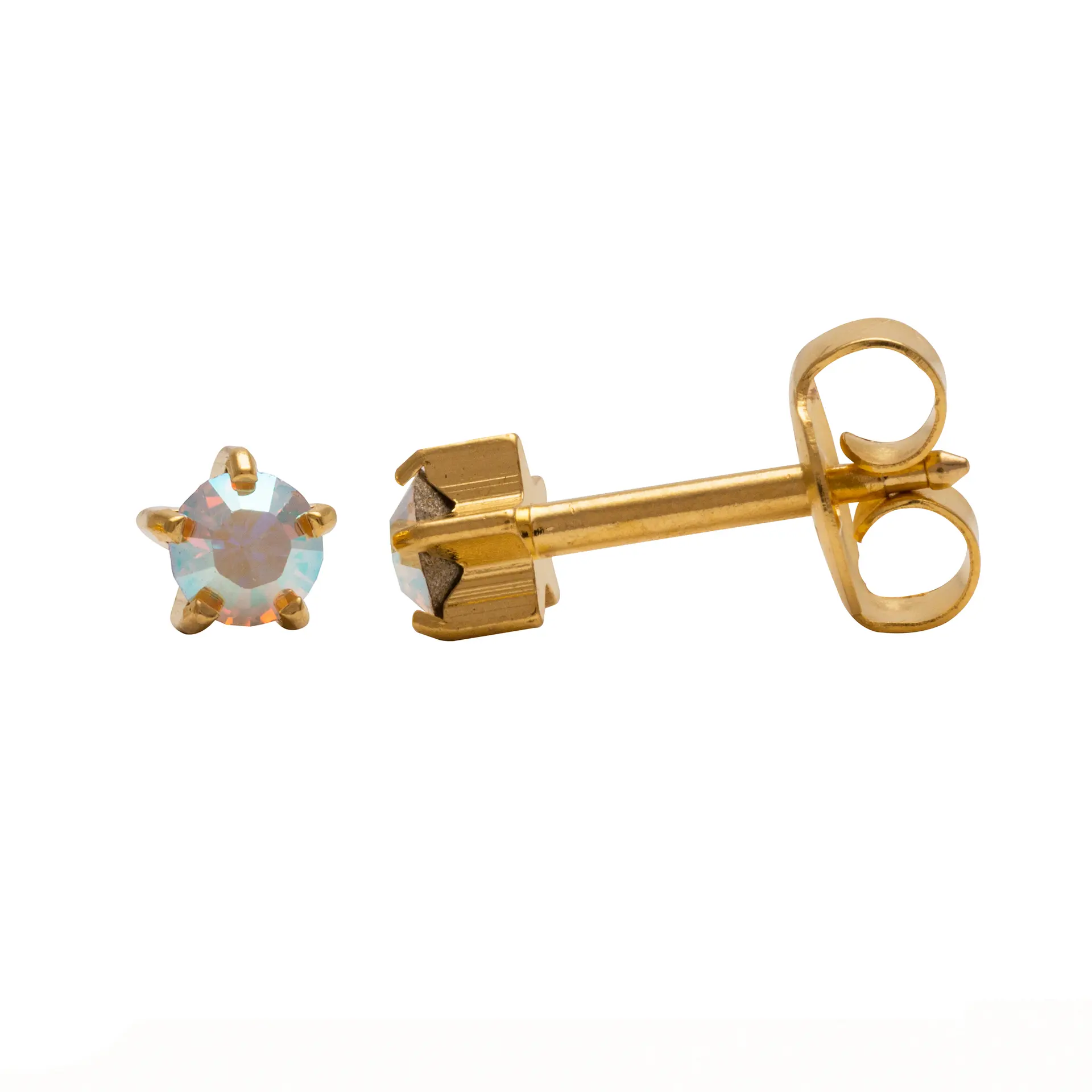 Studex Gold Plated Regular Riffany Abcrystal Card- Earrings For Sensitive Ears - view 3
