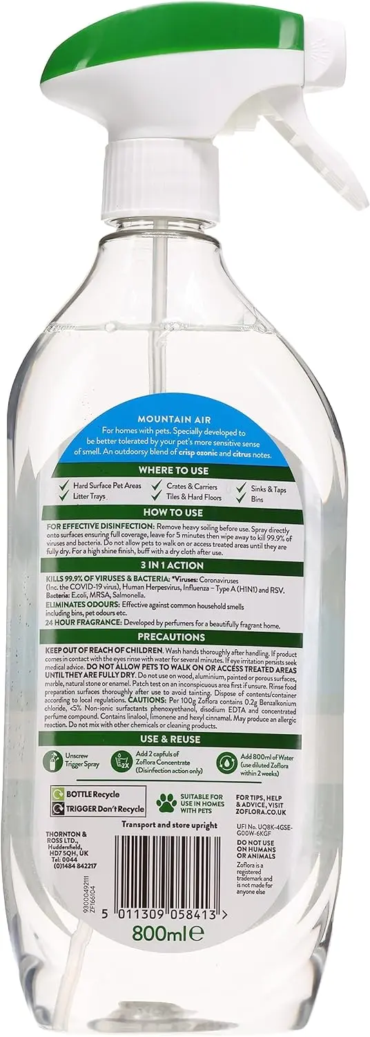 Zoflora Spray Multipurpose Cleaner Disinfectant Cleaner Mountain Air 800 ml - view 2