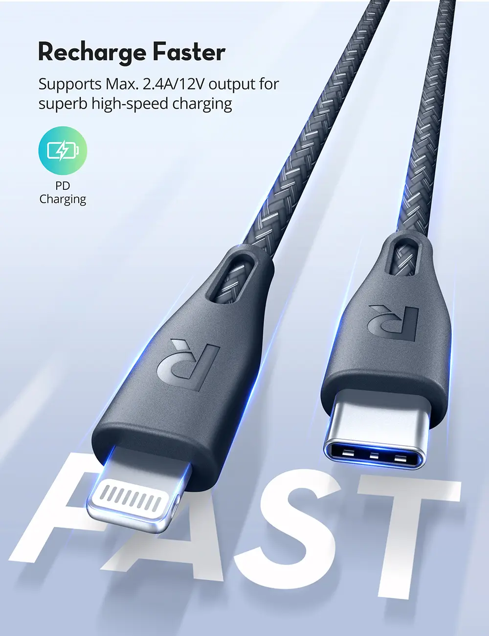 Ravpower Cable Type-C To Lightning  1.2M Grey - view 7