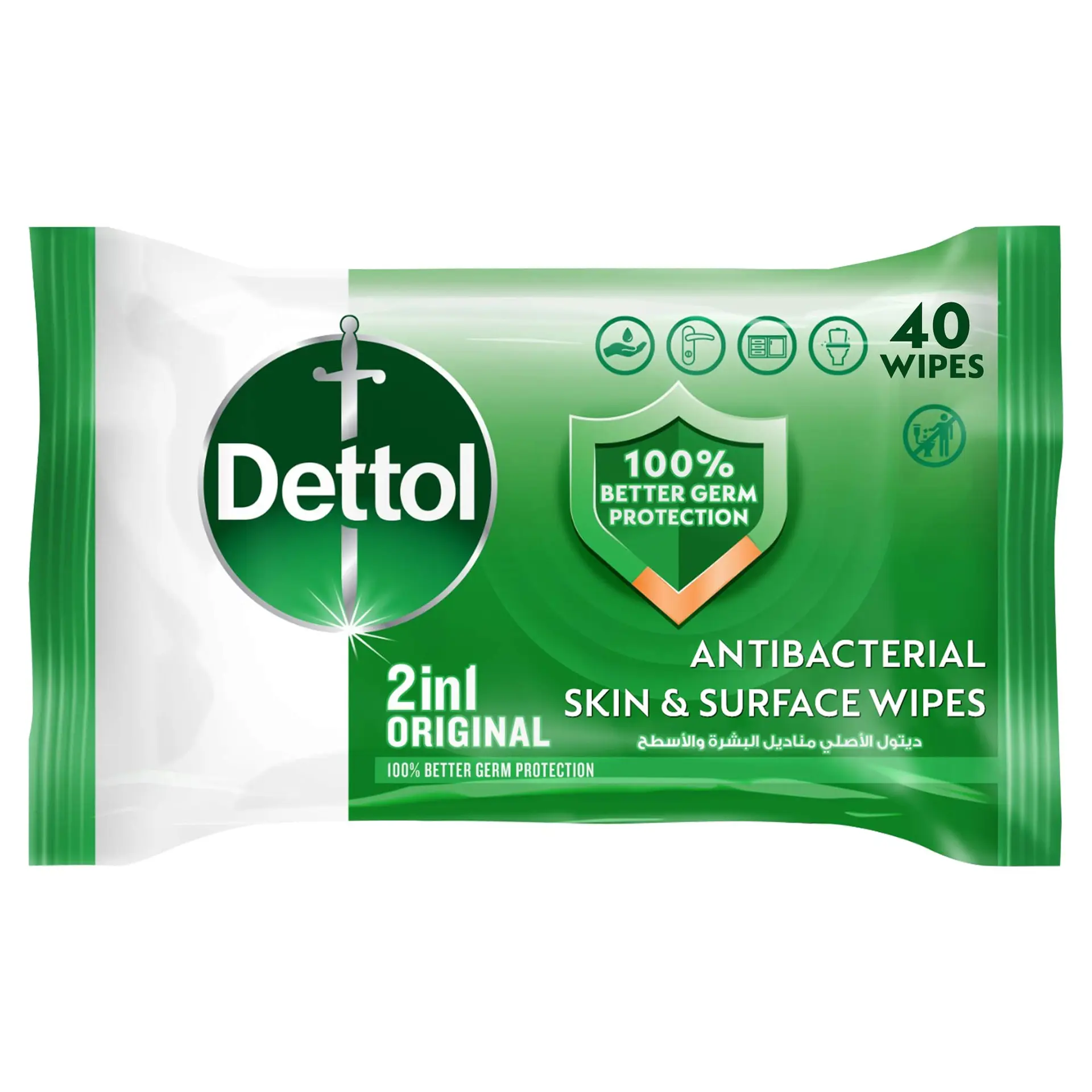Dettol Original Antibacterial Skin and Surface Wipes 40 pcs - view 1