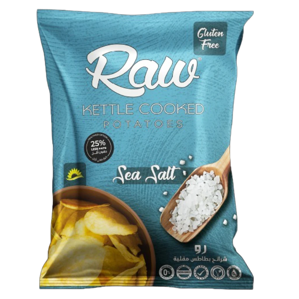 Raw Kettle Cooked Potato Chips With Sea Salt Gluten Free 100 gm