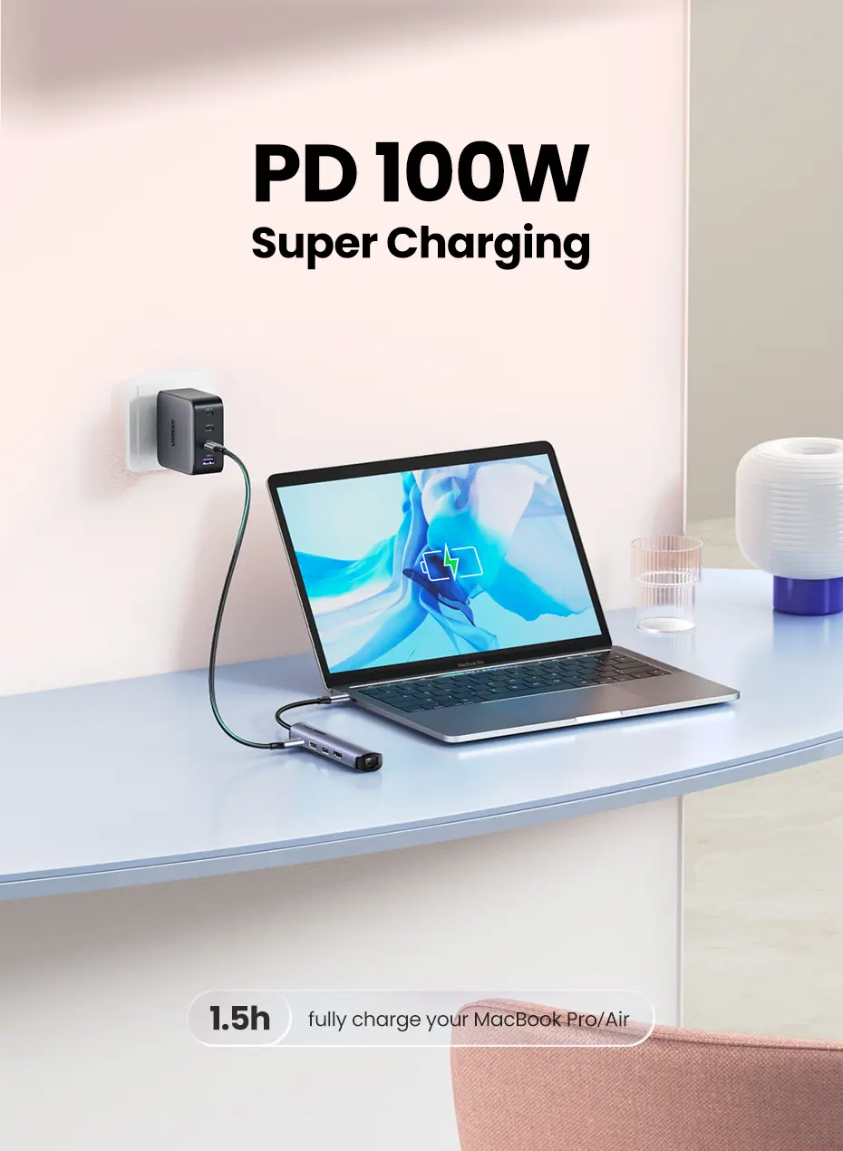 Ugreen USB-C to 2 USB 3.0+HDMI+RJ45 Ethernet Adapter + PD - view 9